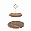 2Tier Dessert Stand Tiered with Wooden Trays Rustic Cake Display Rack for Hosts,