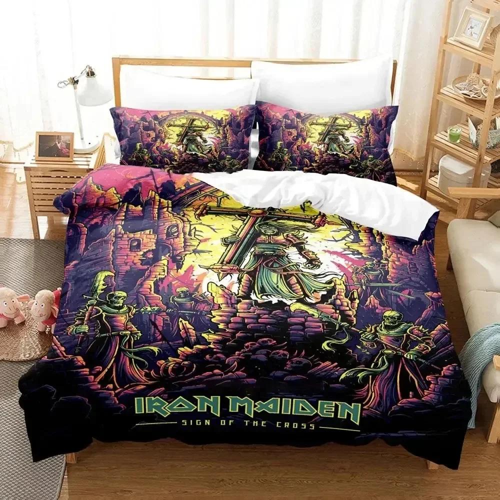 Iron Heavy Metal Maidens Bedding Set Duvet Cover Bed Set Quilt Cover Pillowcase Comforter King Queen Size Boys Adult Bedding Set