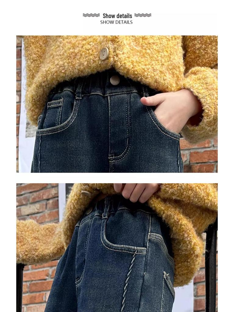 Girls' High-Waisted Retro Flared Jeans - Spring & Autumn