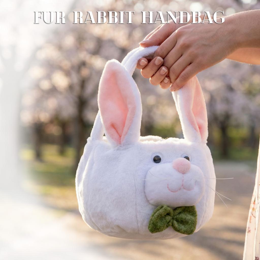 Easter Bags; Decorative Eggs; Fuzzy Bunny Tote Bag With Floral Cartoon Candy Storage Gift Bag