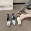 Fashion African Woman Shoe 2025 Beige High Heels Navy Blue Pumps Pointed Wedge Burgundy Latest Closed 12cm Orange Big Spring Toe Floral