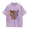 Vintage Purple Leopard Graphic T Shirt Animal Print Acid Wash Oversized Tee