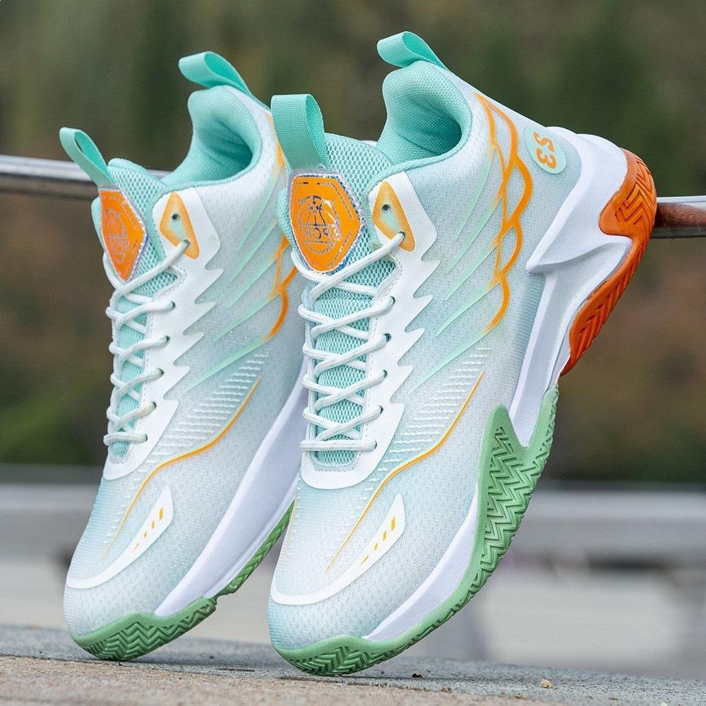 Casual sports shoes lightweight soft-soled youth basketball shoes ice silk men's shoes mesh breathable high-top running shoes