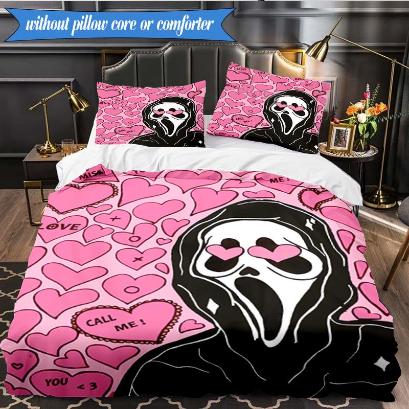 Horror Movie Characters 3pcs K-pop music group Bedding set,Ideal for Bedroom, Dormitory,Including Duvet Cover And 2pcs Pillowcases,Fan gifts
