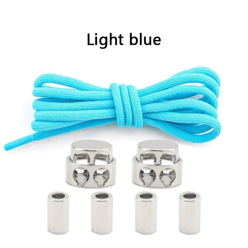 1Pair Lock Shoe laces Without ties Metal Buckle Laces Round Elastic Laces Sneakers Kids Adult No Tie Shoelaces Shoes Accessories