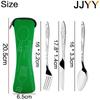 Portable Stainless Steel Cutlery Set Knife Fork Spoon for Camping Travel Dining with Carrying Bag Outdoors