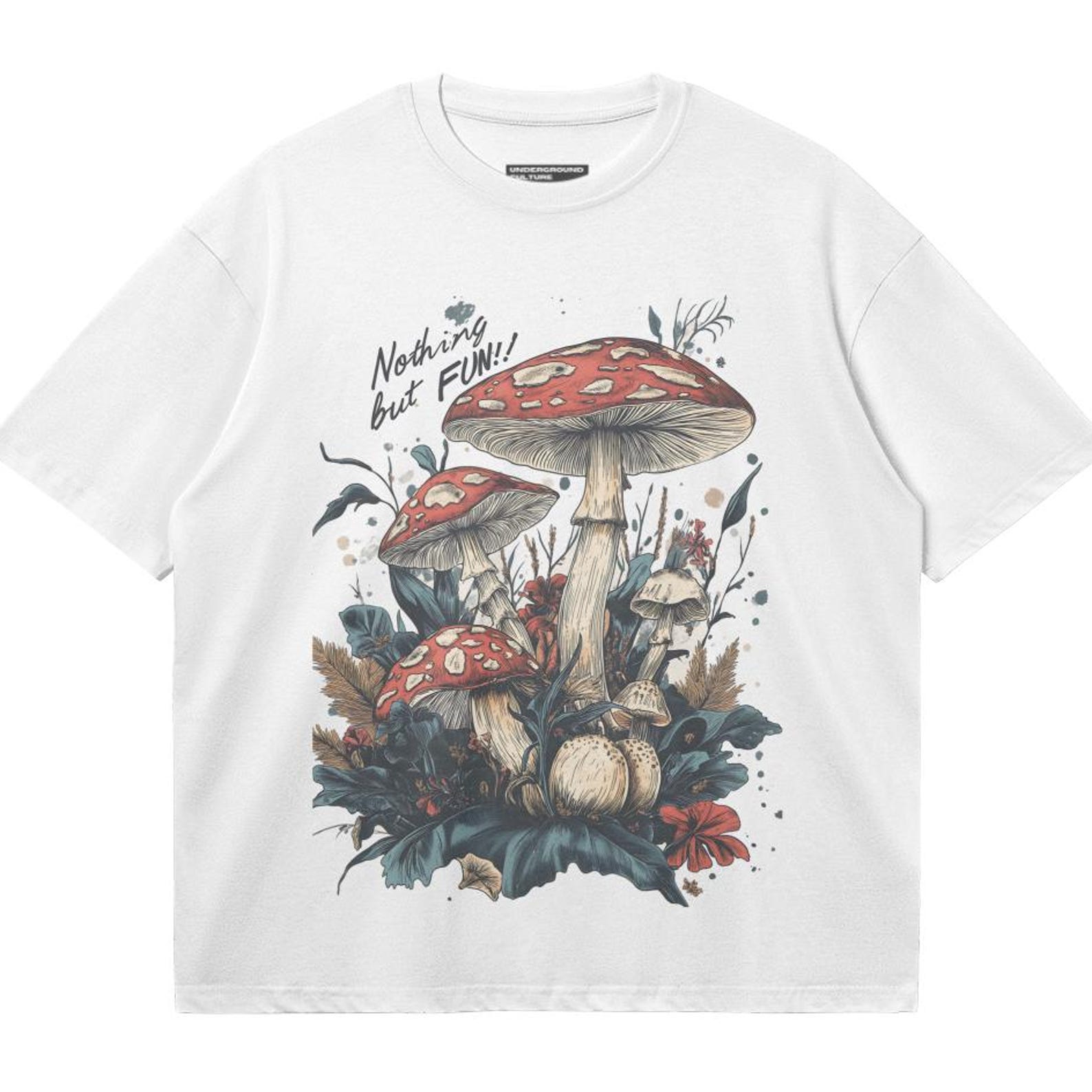 Mushroom Core Premium Boxy Cut Tshirt | High Quality 240 GSM Cotton | Luxury Fungi Tee | Mycelium Cottagecore Forest Shirt BOHO Mushroom Tee S