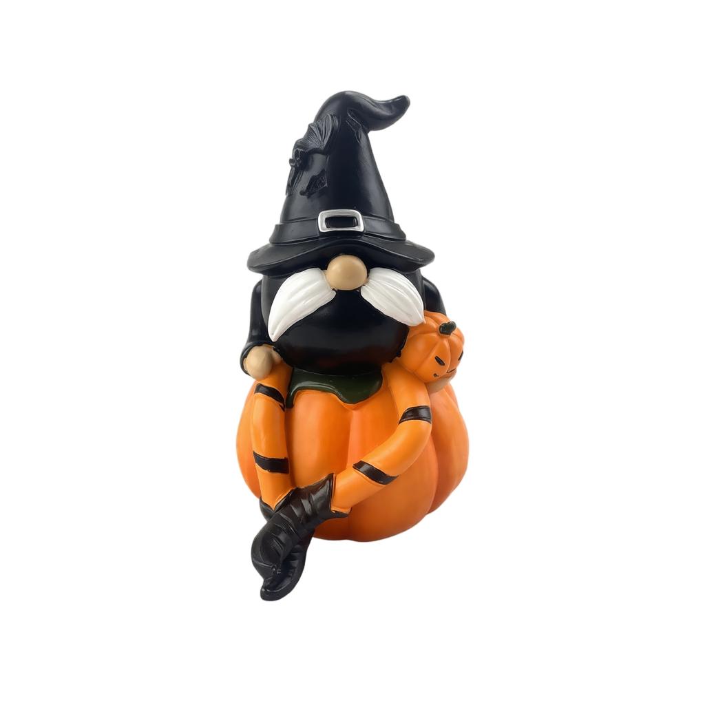 Halloween Pumpkin Gnome Resin Figurine for Creative Holiday Tabletop Decor
