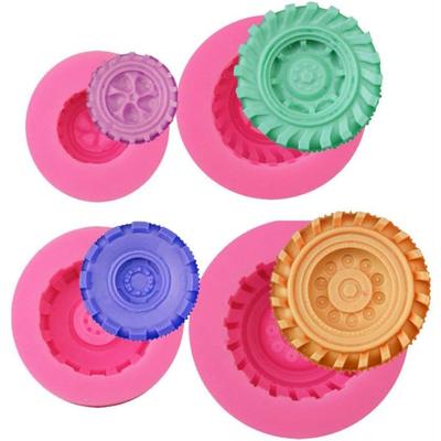 4Pcs/Set Tire Fondant Moulds Truck Wheel Shape Silicone Mold for Sugarcraft Cake Chocolate Candy