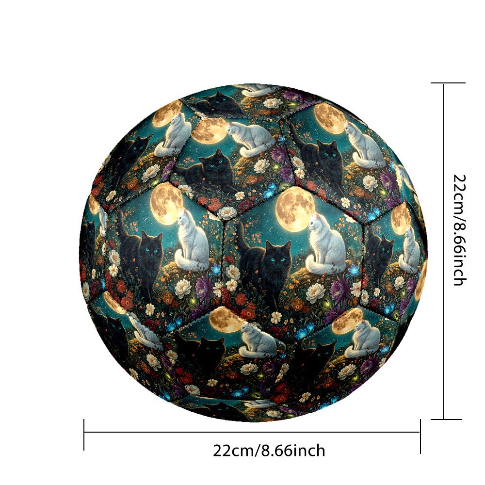 1pc Moonlit Garden Cats Theme Soccer Ball Football, Size 5, Lightweight PVC, Outdoor Training Soccer Ball,Sports Gift t61455