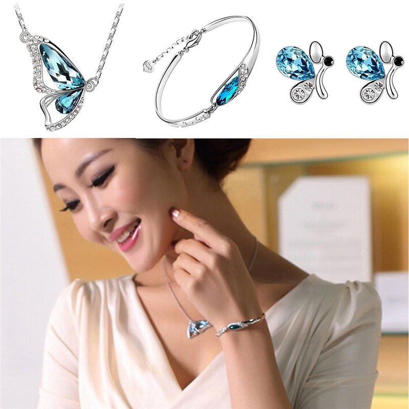 Butterfly Jewelry Sets Necklace + Earring+Bracelet  Set