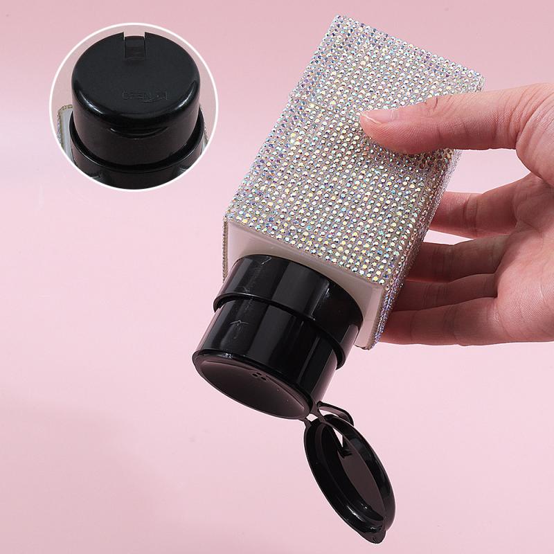 1 Pcs Diamond Nail Refillable Bottles Empty Press Pump Dispenser Nail Art Polish Remover Cleaner Makeup Bottle Manicure Tool
