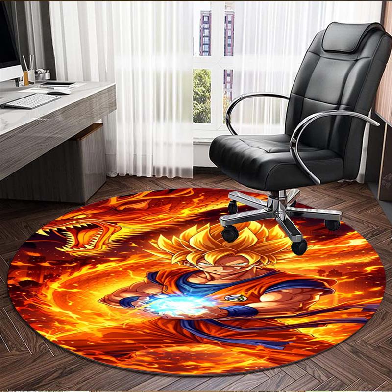 DRAGON BALL Print Round Rug, Washable Floor Carpet, For Entryway Dorm Laundry Room Office Study, Home Decor Birthday Christmas Gift