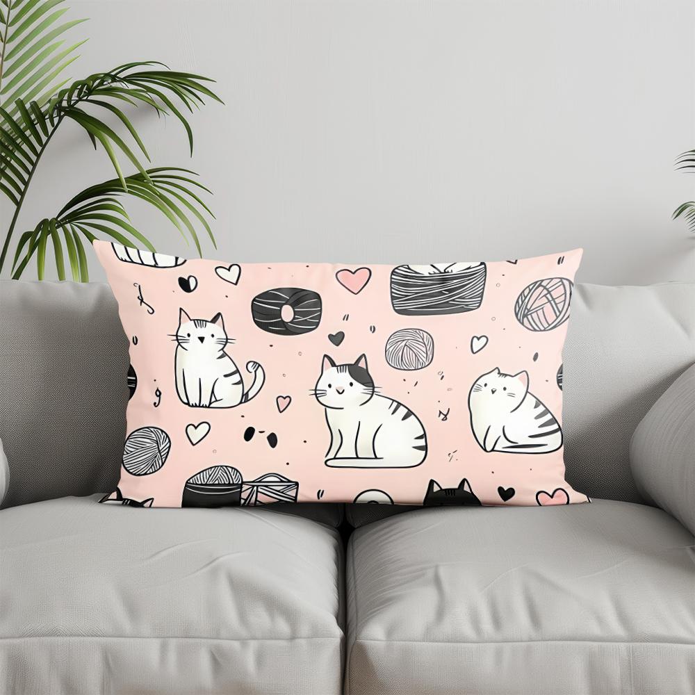 Home Decor Cute Cats Pillow Cover Design Suitable For Sofa Bedroom Car Pillow Cover Cushion Rectangular Back Cushion