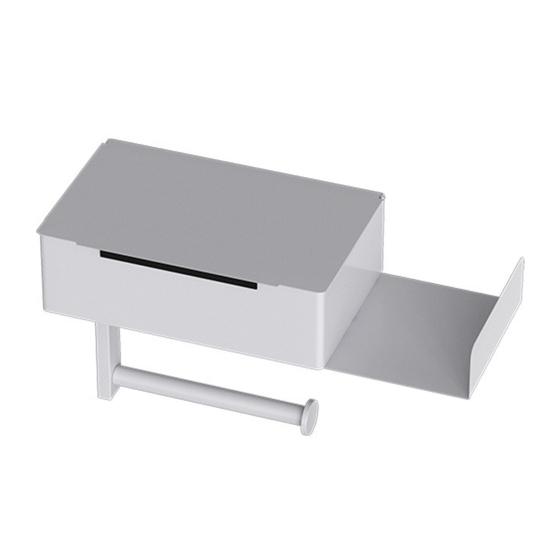 Toilettenpapierhalter mit Ablage und Schublade Wandmontierter Badezimmer-Organizer Rollenhalter Staubdichter Wischtuchspender für platzsparende Aufbewahrung