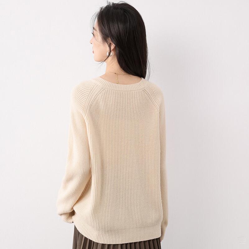 MOKANA Women's Elegant V-Neck Wool Sweater