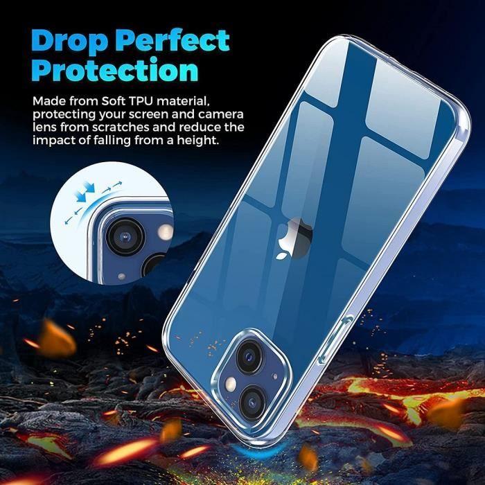 Coque Silicone TPU - pour iPhone 13 mini - Ultra Slim - Protection Complète - Transparent - 2 Verres Trempés