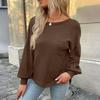 Women's Casual Fashion Long Sleeve Open Back Round Neck Top