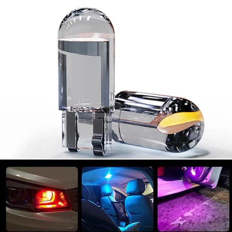 10X New W5W LED Canbus T10 Car Lights COB Glass Interior Parts Bulbs 6000K White Auto License Plate Lamp Dome Read Light 12V