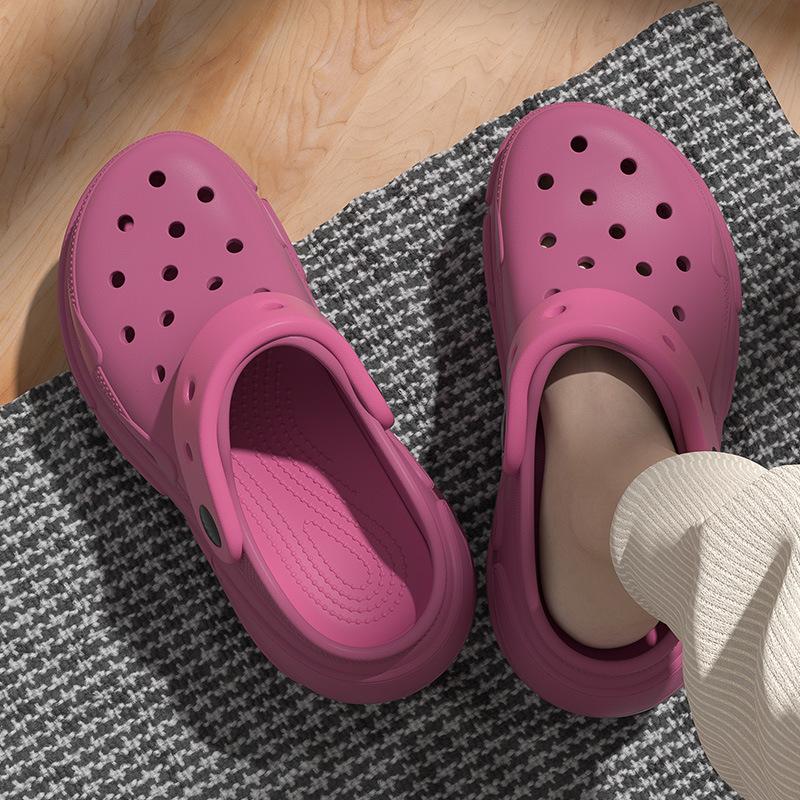 5.0 Height-increasing hole shoes PVC women's summer new cute muffin thick-soled non-slip bag head slippers