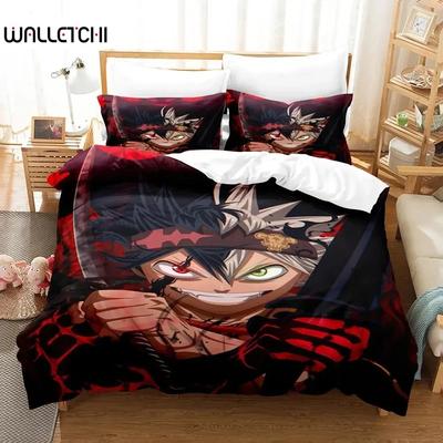 Juego de Cama Anime Black Clover Funda Nórdica Juego de Cama Funda Nórdica Funda de Almohada Edredón Tamaño King Queen Niños Adultos Juego de Cama