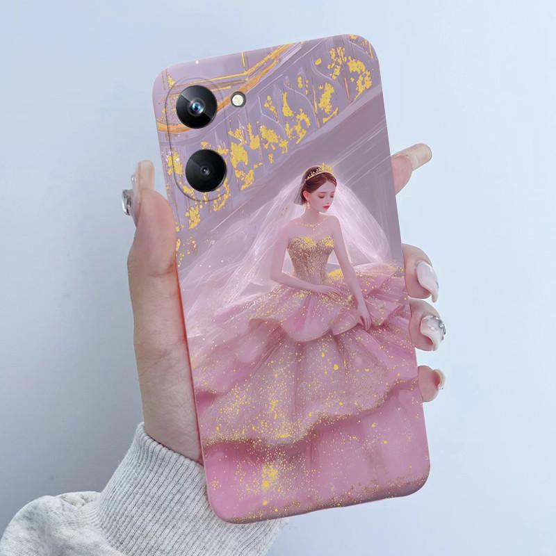 For Realme 10 Pro Phone Case RMX3661 Butterfly Flower Girl Design Soft Silicone TPU Back Housing for Realme 10Pro 5G 2022 Cover