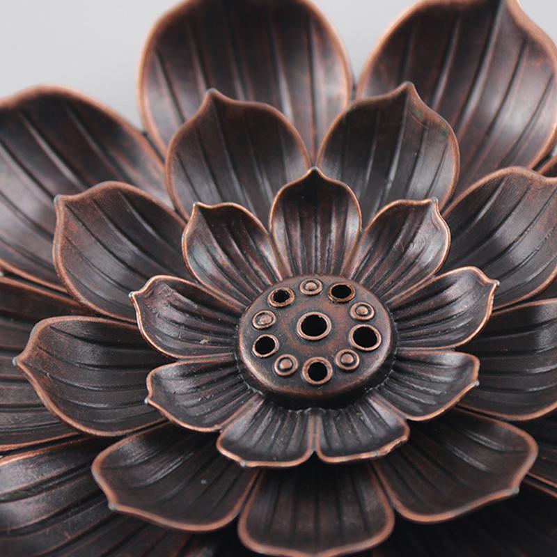 Metal  Incense Burner Stick Holder Buddhism Lotus Line Incense Plate Sandalwood Coil Base Temples Yoga Studios Home Decoration