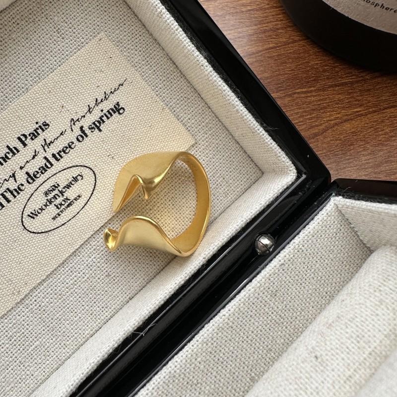 

Кольцо из стерлингового серебра S925 в корейском стиле, матовое плиссированное Adjustable золотой