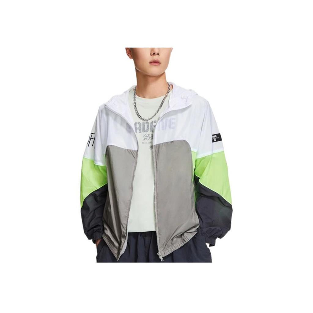 Li-Ning Badfive Chaqueta Casual Colorblock con Cremallera para Hombre Chaquetas Blanco Gris AFDS361-2
