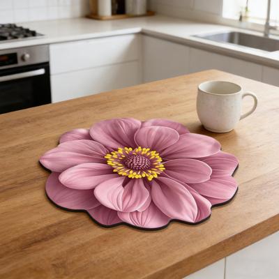 Dish Drying Mat Realistic Diatomaceous Earth Mat Absorbent Heat Quick Drying Flower Designs Insulating Mat for Kitchen Counter