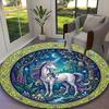 [Jeweled Emerald Unicorn Printed Carpet] Non-slip Office Rug, Cozy Round Carprt for Living Room Use, Soft Home Sofa Chair Mat