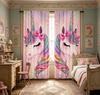 2PCS Digital Printed Curtains, Magic Hair Unicorn Fantasy Rainbow Kids, Window Curtains for Living Room Bedroom Home Decoration