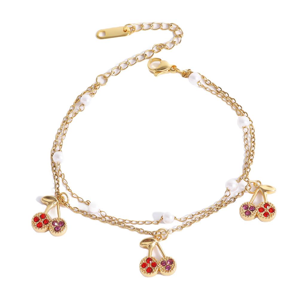 

Zircon Bracelet Women S Titanium Steel Vacuum Plating Stacked Pearl Bracelet Simple Fashion Versatile Jewelry