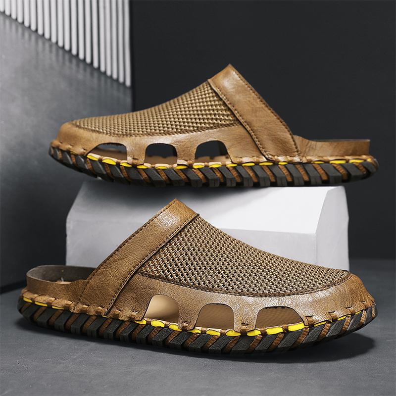 Fashion Men Sandals Summer Designer Casual Beach Shoes Male Outdoor Slippers Sport Leather Non-Slip Loafers Luxury Flats Plus Size 46