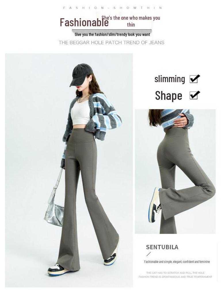 Women's High-Waist Fleece Flare Pants – Floor-Length, Loose Fit, Autumn/Winter Fashion