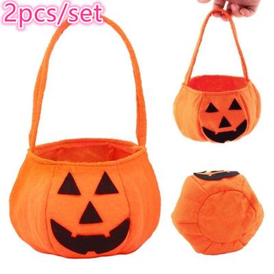 2 Stück Kürbis Lächeln Tasche Kind Kinder Süßigkeiten Tasche Handtasche Halloween Urlaub Party Dekor