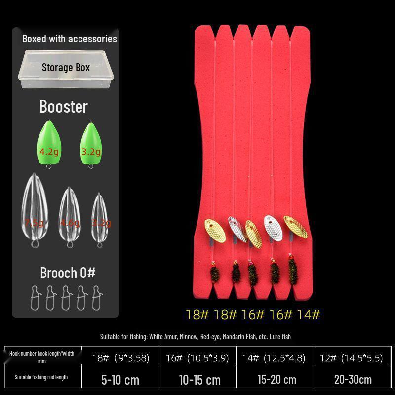 Tinplate Crankbait Rod with Red Sleeve Hook & White Stripe Melon Seed Lure - Gen 2 Poison Mosquito Fly & Tilapia Lure Set