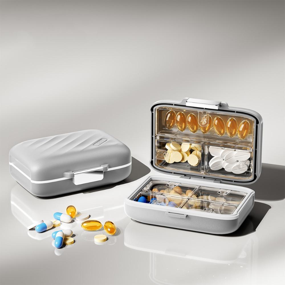 

Double-layered Medicine Tablet Organizer Large Capacity Pill Container Box New Weekly Pill Case серый
