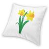Bright Daffodil Flower Spring Square Pillowcase Polyester Linen Velvet Printed Zip Throw Pillow Case Room Cushion Cover 45X45