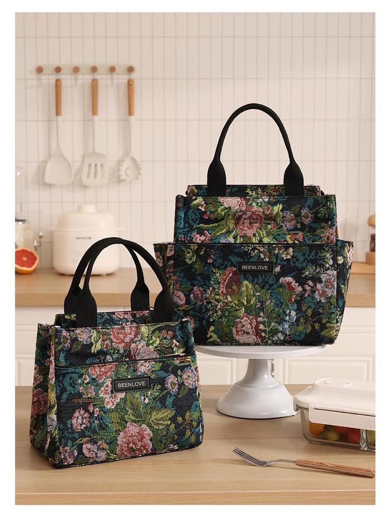 Přenosná velkokapacitní květinová izolovaná taška na oběd v čínském stylu