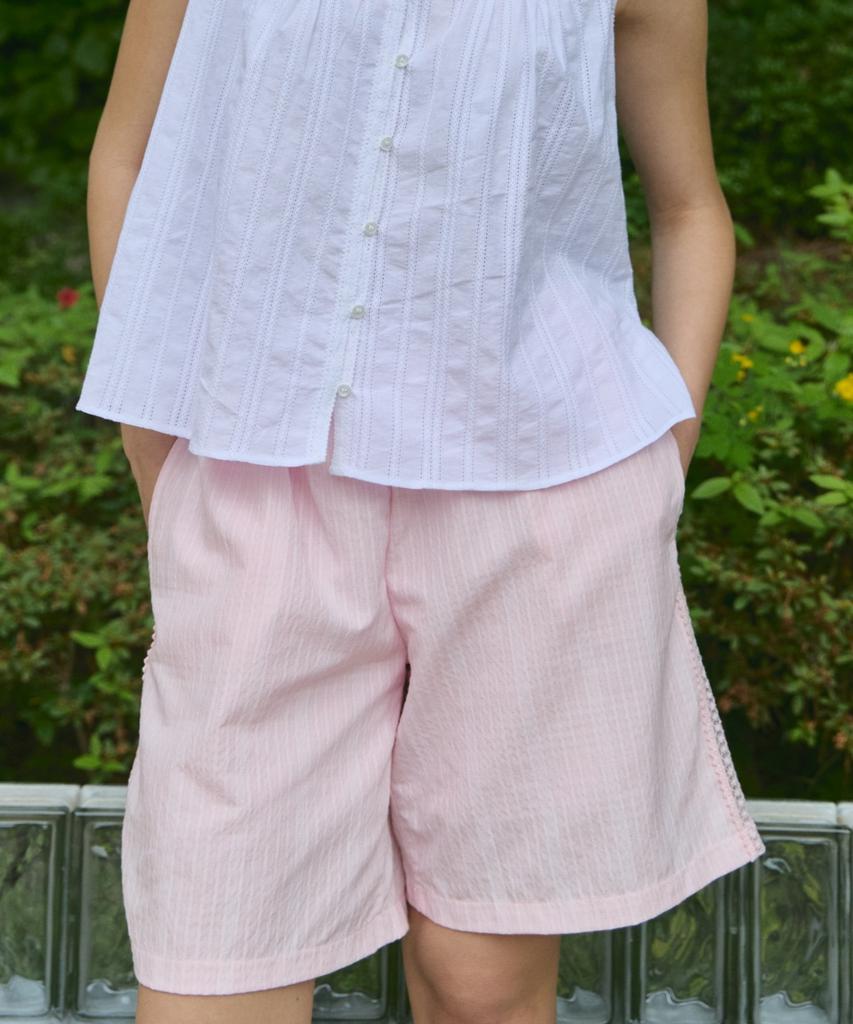 WIOE Lace Check Half Pants_Pink