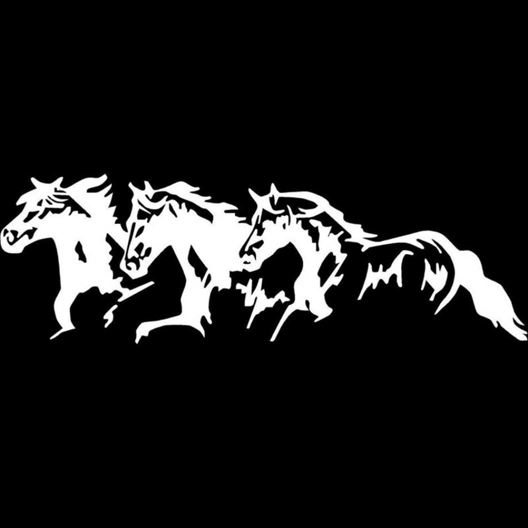 

Самоклеюча наклейка на автомобіль, що біжить, коні, водонепроникний декор білий