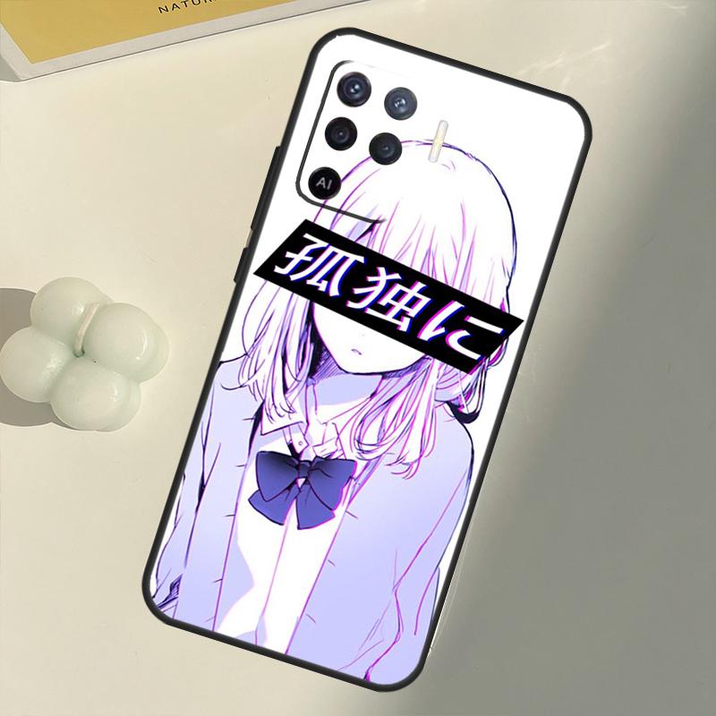 Trauriges Mädchen japanische Anime-Hülle für OPPO A74 A94 A54 A1K A15 A16 A52 A72 A83 A91 A93 A53S A5 A9 A31 A53 2020 Abdeckung