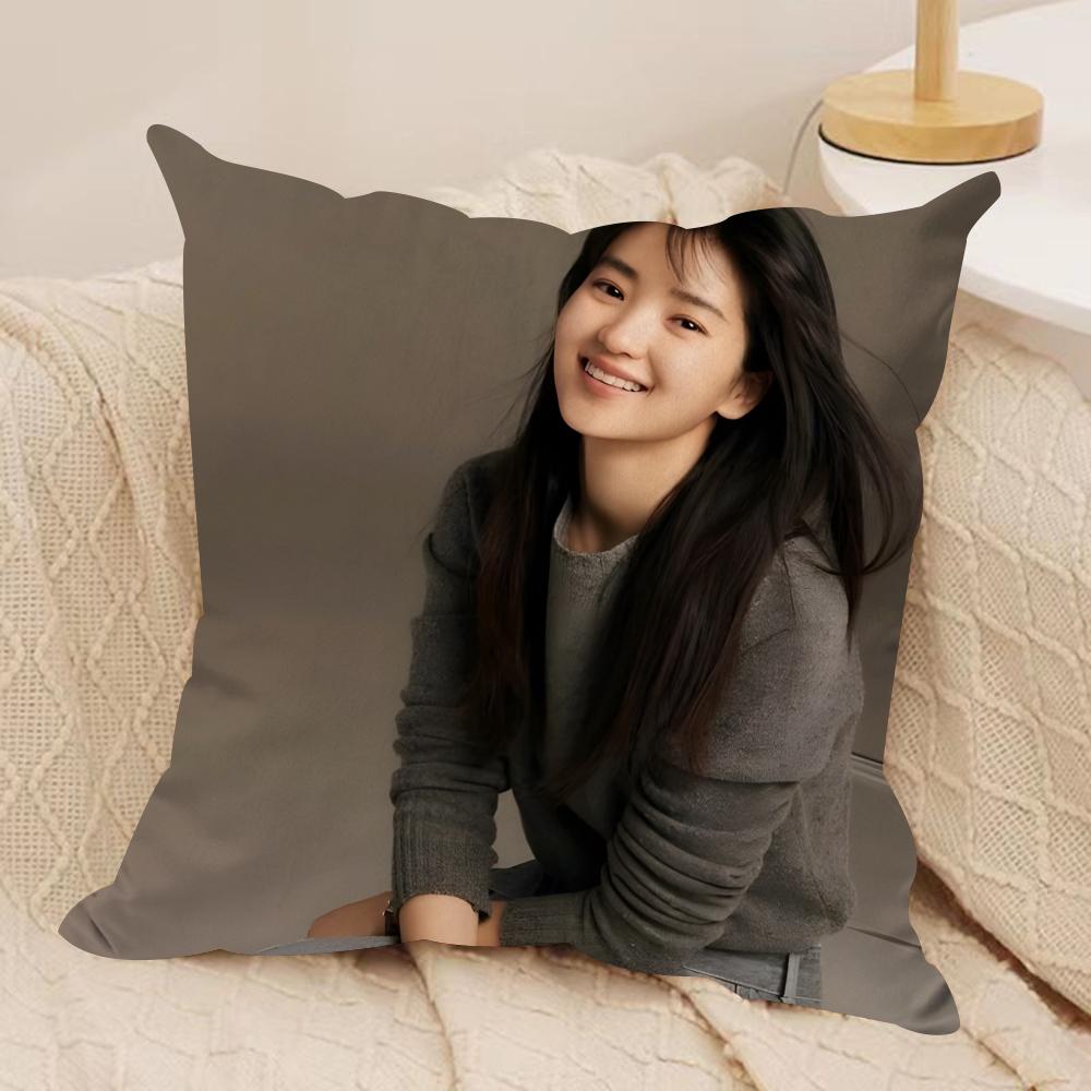Kim Tae Ri Cushion Cover Soft Plush Fabric Double-Sided Printed Sofa Cushion Cover For All Seasons Home Decor Gift