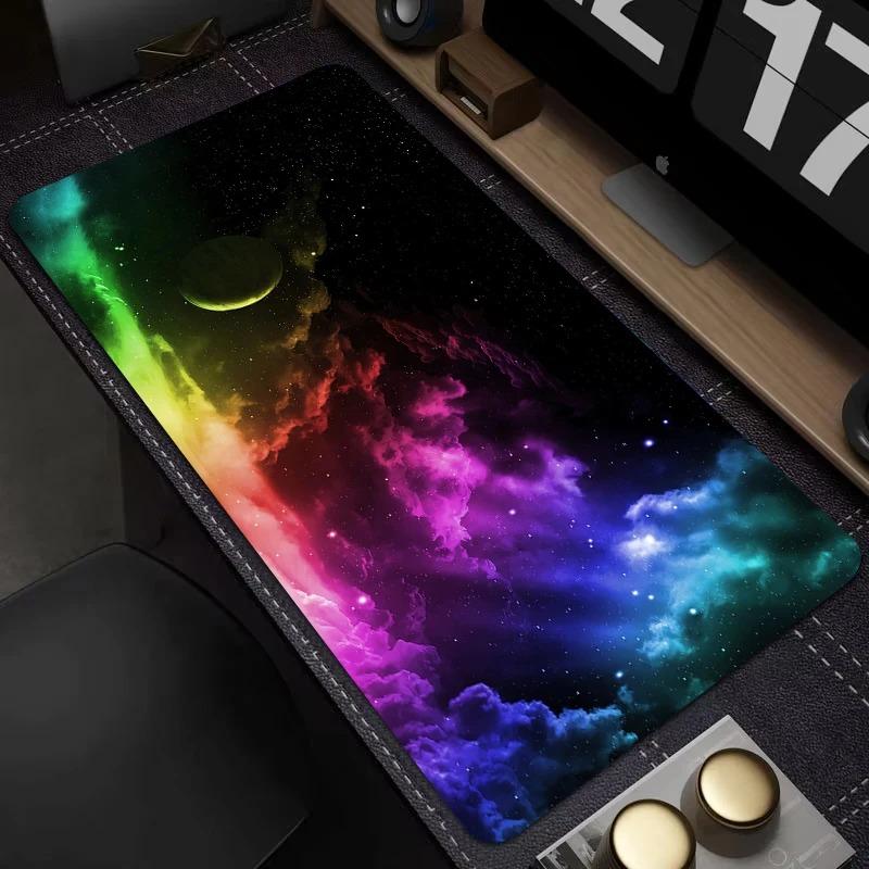 Starry Sky Planet Mouse Pad Colourful Stylish Design Large Non-Slip Computer Office Table Mats Keyboard Long Carpet Galaxy Rug
