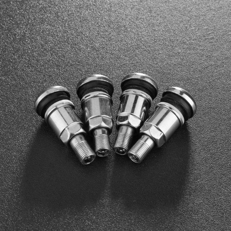 4-piece/set Stylish Metal Stems Car Tyre Valves Metal Heavy Duty Stainless Steel Accessories for Auto & Motorcycle Tires