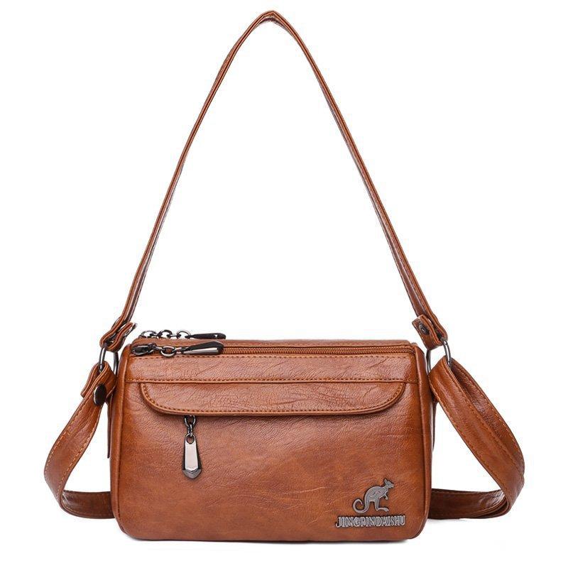 

Женская сумка Новая текстура мягкой ПУ кожи Сумка через плечо Простая однотонная сумка на плечо Модная трендовая повседневная сумка для мамы 22X10X14CM коричневый