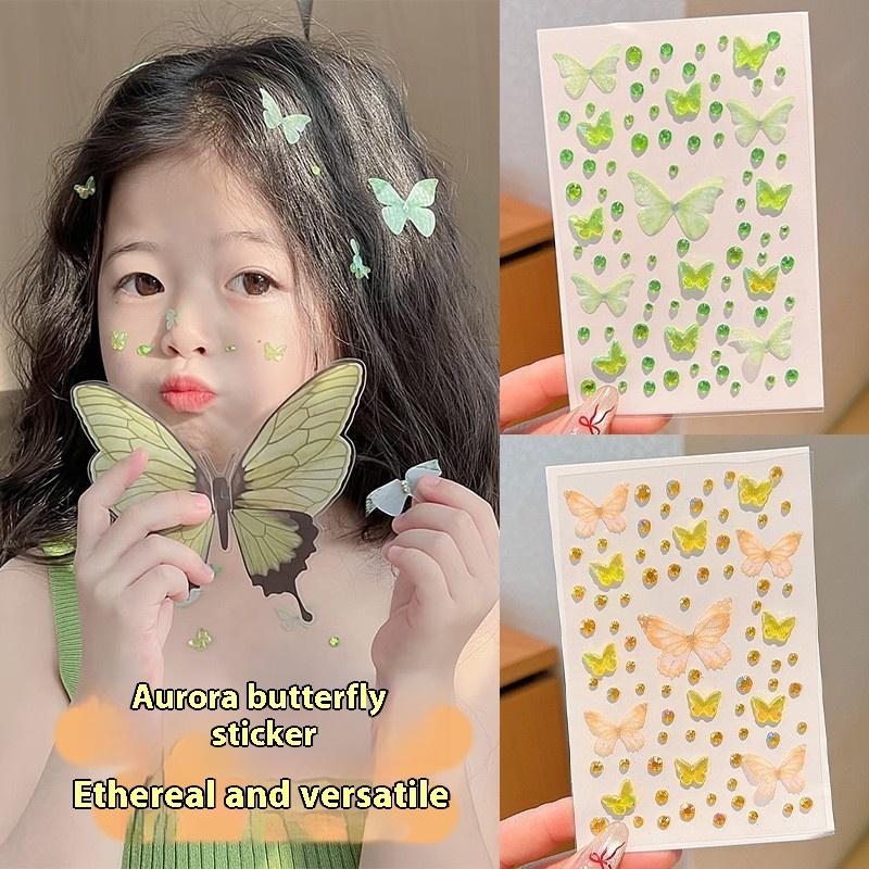 1 Blatt Elfen Schmetterling Gesichtsaufkleber Kawaii Selbstklebend Weben Schmetterling Deko Für Bühne Konzert Make-up Zubehör