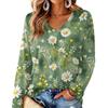 Women's V-Neck Long Sleeve Print Lightweight Blouse for Spring and Summer