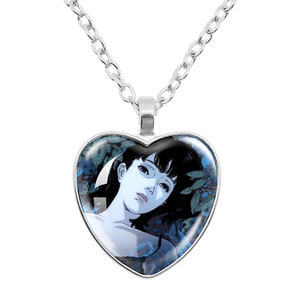 Perfect Blue Anime Movie Cartoon Glass Heart-Shape Pendant Necklace Cass Heart Shape Pendant Necklace Jewelry Charm Collect Gift